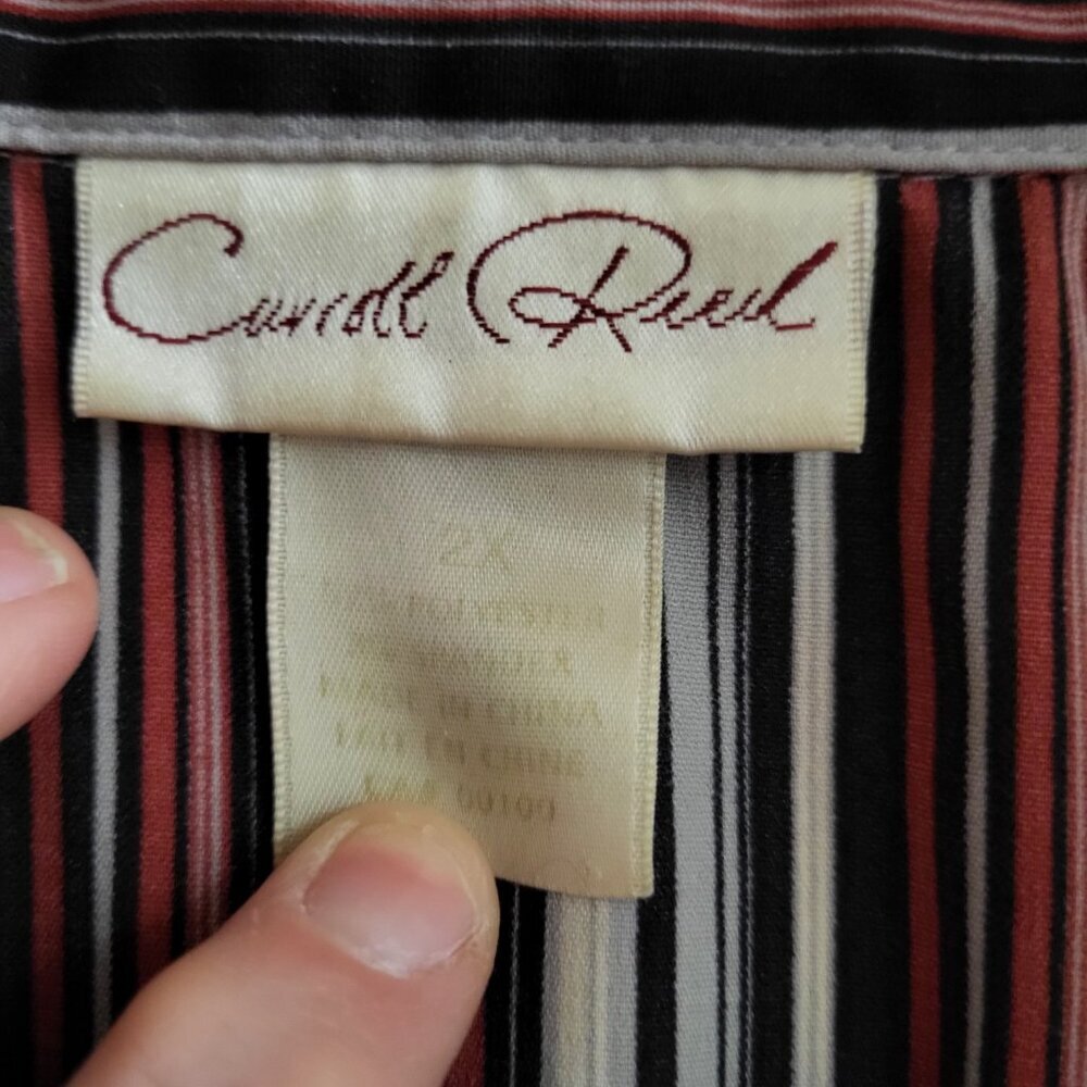 Carroll Reed Vintage Vertical Stripe Button Down Blouse Red/Black/White Size XXL - Picture 5 of 5